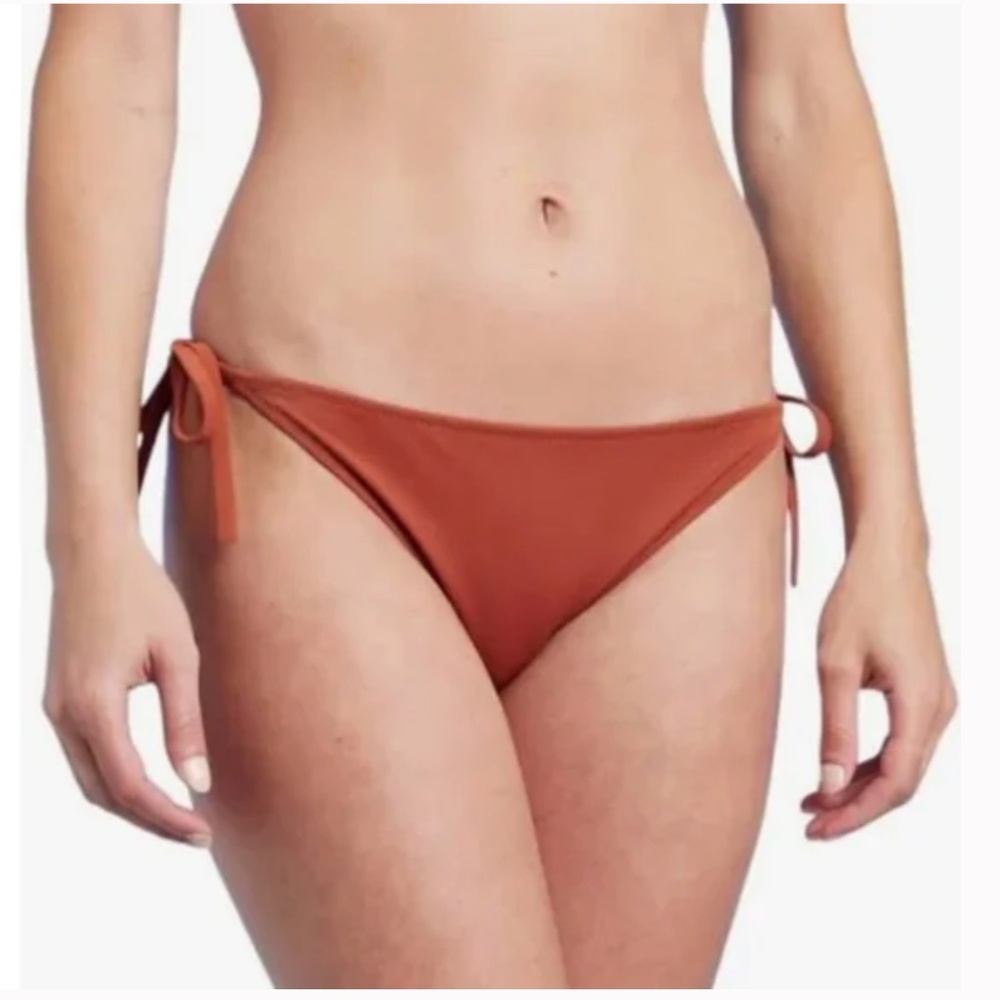 Shade & Shore Women's Side-Tie Hipster Bikini Bottom in Rust Terracotta Large